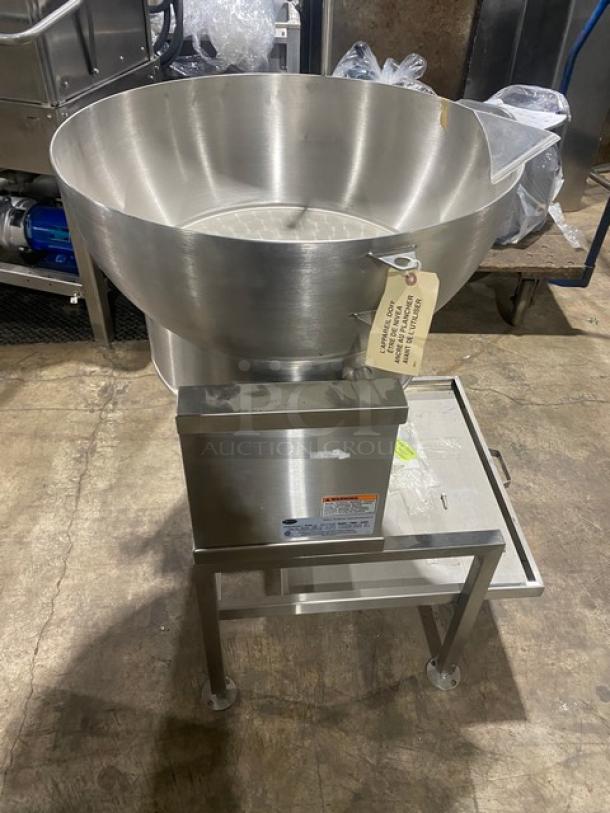 Solaris ECTRS-16 stainless steel electric countertop tilting skillet, 16 gal, with manual tilt, equipment stand, 208V 3 phase.