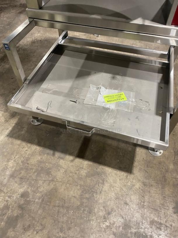 Solaris ECTRS-16 commercial stainless steel electric skillet with manual tilt feature on stand, model ECTRS16, SN: 95484-7MM-2452.