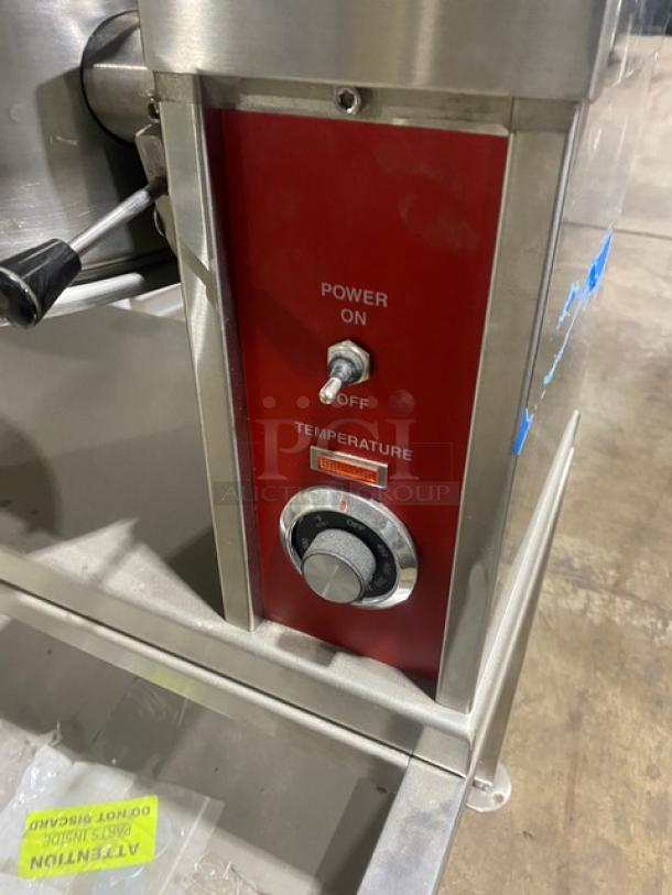Solaris stainless steel electric tilting skillet, model ECTRS16. Manual tilt, equipment stand, control panel visible.