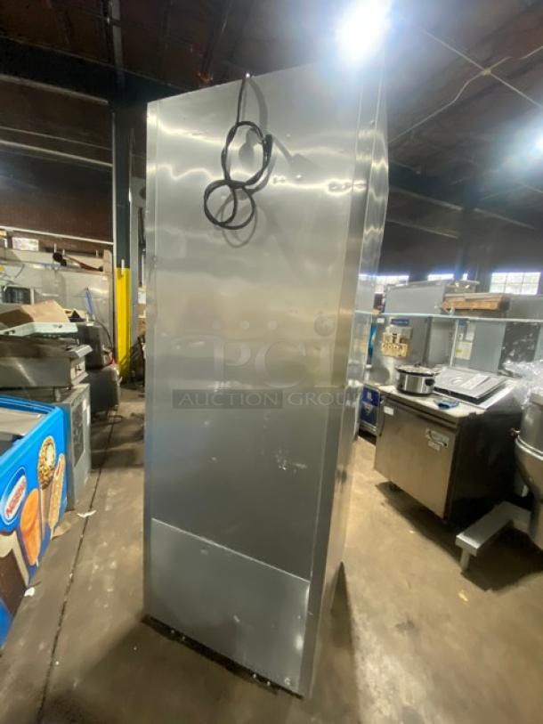 True TG1R-1S stainless steel single door reach-in refrigerator, Energy Star certified, on casters, 115V, with poly coated rack.