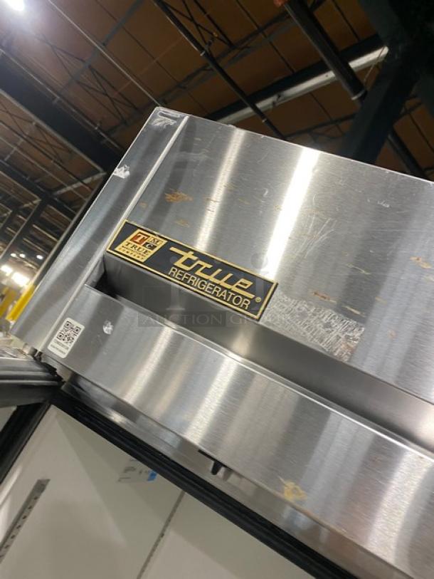 True TG1R1S stainless steel single door refrigerator, Energy Star certified, with poly coated rack, 115V, on casters.
