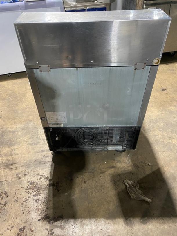 Turbo Air MST-28 refrigerated prep table, stainless steel, single door, cutting board, on casters, 115V, used.