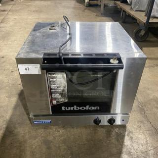 Moffat Turbofan E22M3 stainless steel countertop convection oven, electric powered, with wired rack, model E22M3, 115V.