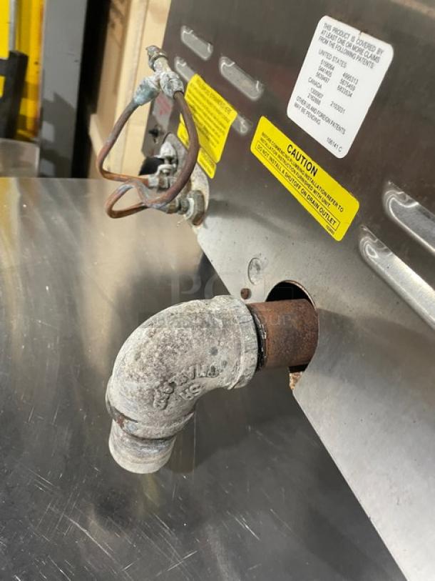 Cleveland Range 21CET8 stainless steel electric countertop steamer, model features labels and external piping.