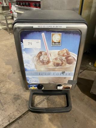 Bolla Commercial Black Electric Powered Countertop Dual-Flavor Iced Coffee Dispenser! With Stainless Steel Hopper! With Push Button Control! - Item #1217222