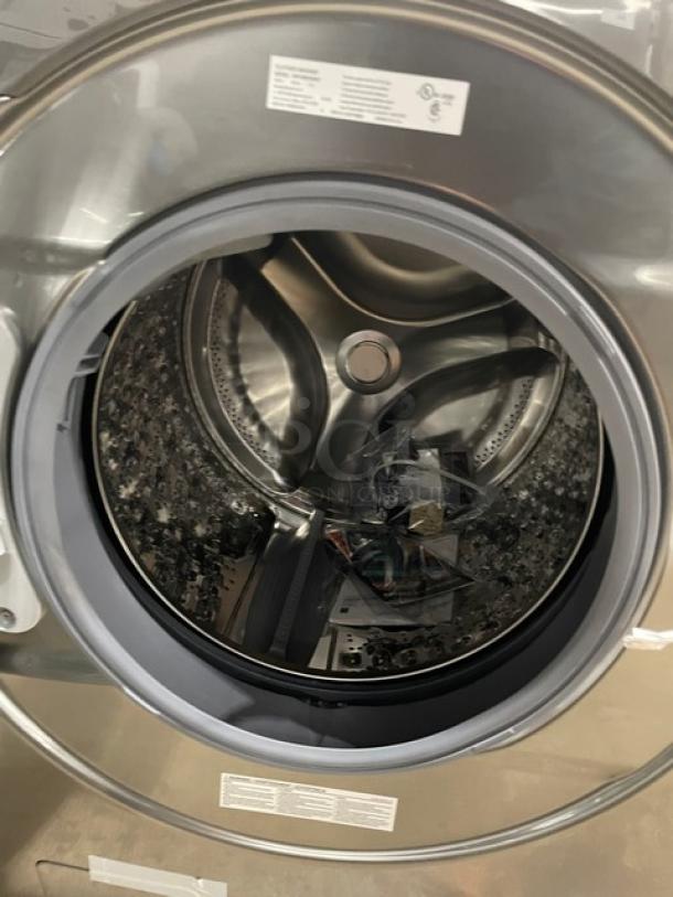 Samsung WF45B6300AP front-load washer, commercial gray, includes SuperSpeed Steam, ADA compliant, 2025 model, scratch-n-dent.