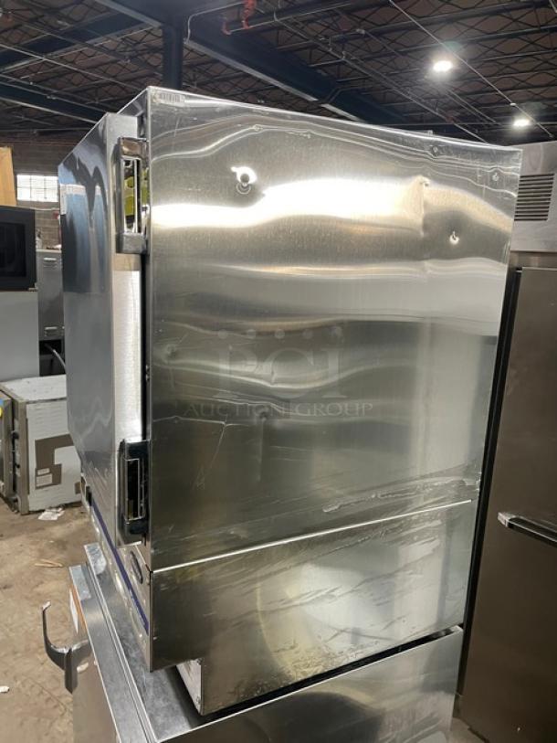 Follett REF5 stainless steel undercounter medical-grade refrigerator, single door, with poly-coated rack, model REF5.