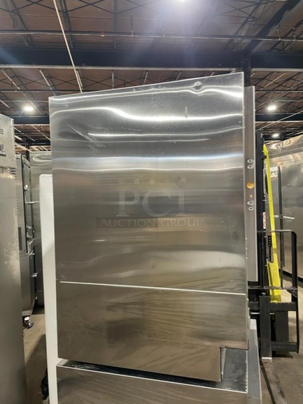 Follett REF Series stainless steel undercounter medical-grade refrigerator, Model REF5, with a solid single door and poly-coated wire rack.