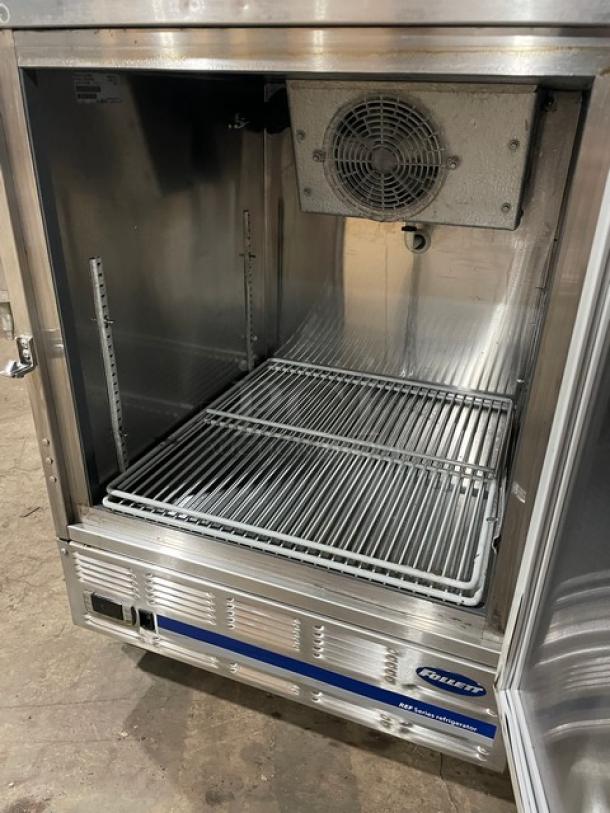 Follett REF5 stainless steel undercounter medical-grade refrigerator, model REF5, includes poly-coated wire rack, 115V, 1 phase.