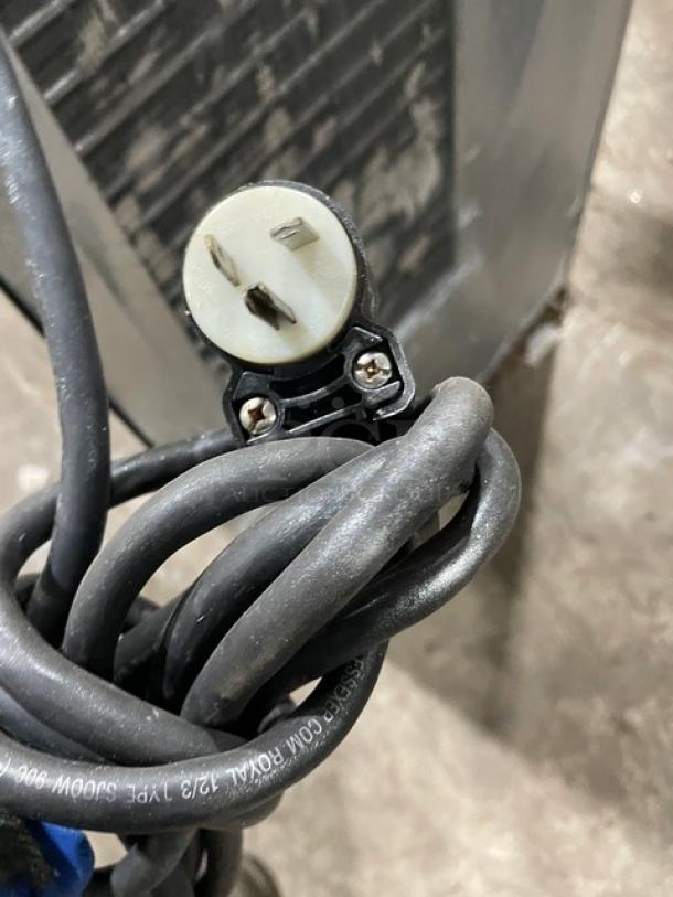 Hoshizaki KM-515MAH ice maker plug and power cord detail, electric, stainless steel, air-cooled, crescent-cube style.