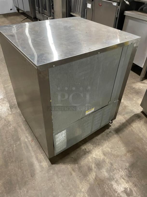 Beverage-Air UCR27 stainless steel undercounter refrigerator, single solid door, with poly-coated rack, on casters, 115V.