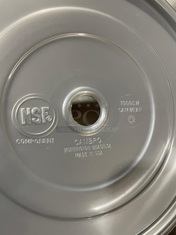 Cambro Camwear Camcover, silver metallic, 10-3/16” round, dome-style plate cover, Model 1000CW486, NSF certified, brand new.