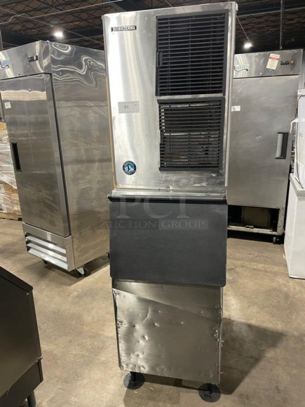 Hoshizaki stainless steel ice maker, model KM-515MAH, on legs. Air-cooled, Energy Star certified. Good condition.