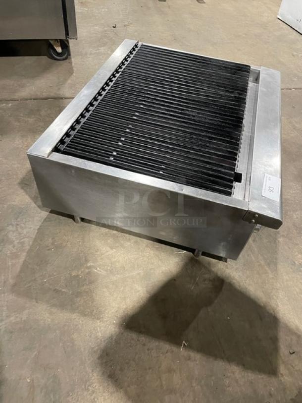 Turbo Air Radiance Series 36" stainless steel char broiler with cast iron grates, natural gas, on legs, excellent condition.
