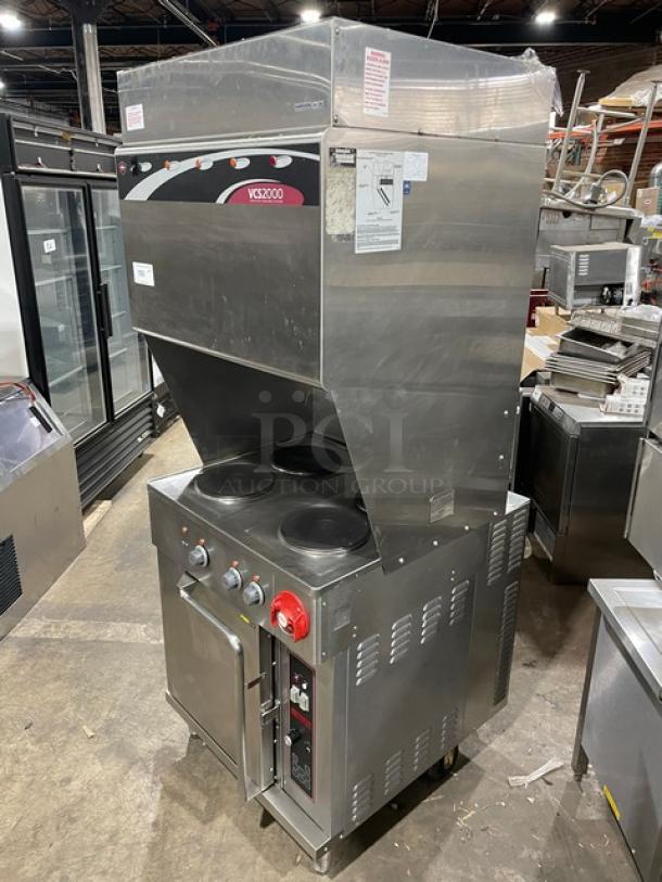 RARE Wells VCS2000 stainless steel ventless cooking system with 4-hot plate range, convection oven, and built-in Ansal system.