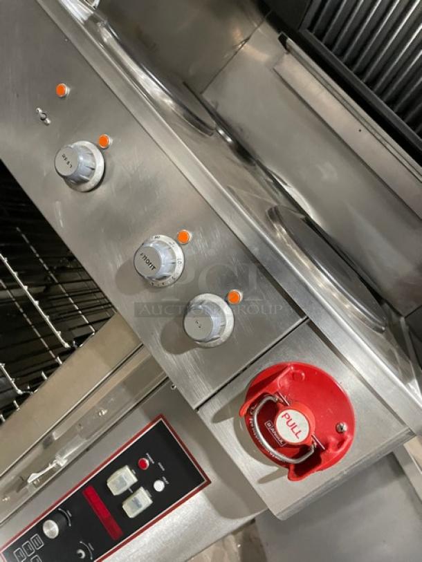 Wells VCS2000 stainless steel ventless cooking system with 4 hot plates, convection oven base, and Ansul system. Working condition.