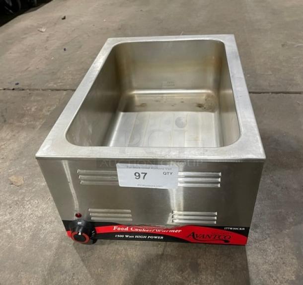 Avantco stainless steel electric countertop single well food warmer, Model 177W50CKR, 120V, full-size, excellent condition.