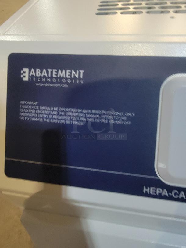 Abatement Technologies HC800FUV air purifier, medical-grade, HEPA-CARE label visible. Suitable for commercial spaces.