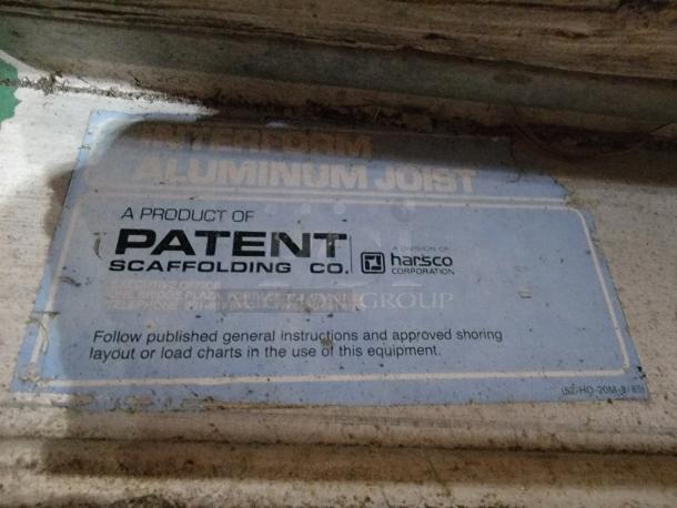 12 Patent/Harsco 8-ft aluminum shoring joists. Lightweight yet heavy-duty for construction, featuring rust-proof resilience.