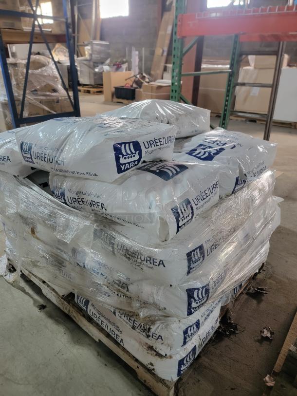 Pallet of 20 Yara Urea Fertilizer bags, 46-0-0 formula, 55 lbs each, microgranulated, boosts crop yields.