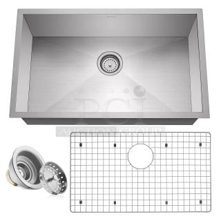 Brand new Miligoré 30" undermount kitchen sink, 16-gauge stainless steel, zero-radius, Model VESSEL-SS-UZ63-16E3018.