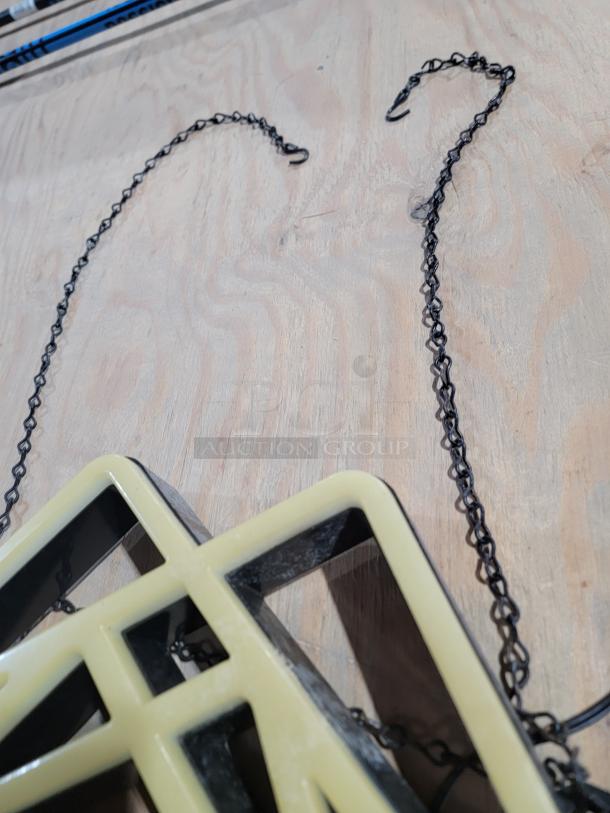 Element Lux Neon LED OPEN Sign with chains for hanging. Black frame with LED tubing. Ready to use, perfect condition.