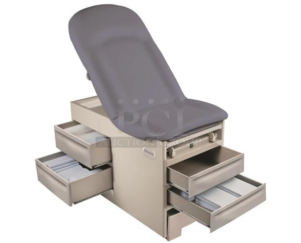 Riter/Brewer 104/Access exam table with multiple storage drawers; durable design, ideal for versatile uses.