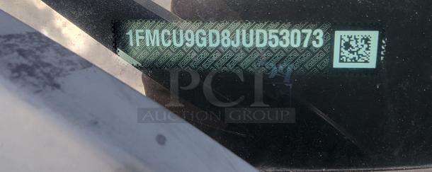 VIN for 2018 Ford Escape SE 4WD, former fleet vehicle, 61,936 miles. Needs a new battery and timing belt attention. Valid inspection until 2026.