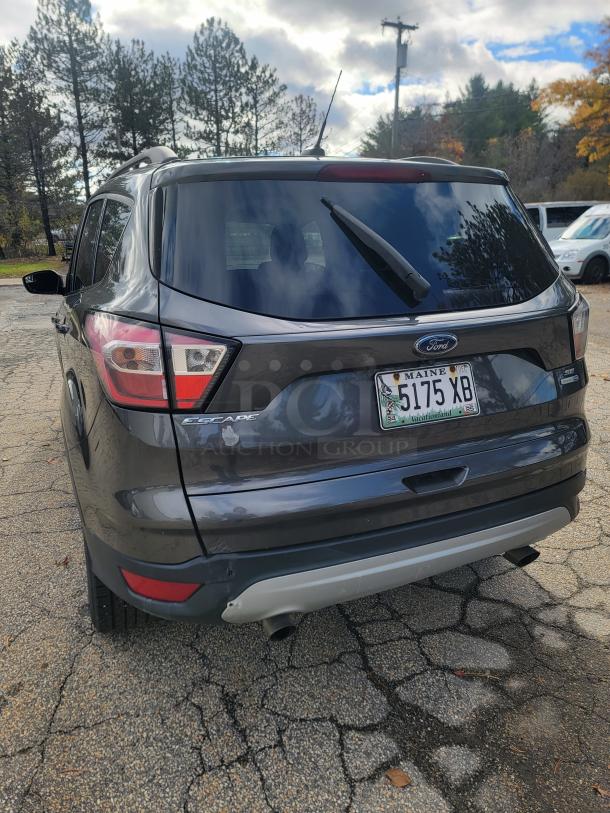 2018 Ford Escape SE 4WD, gray, rear view, Maine license, well-maintained, needs new battery, 61,936 miles, inspection valid till 2026.