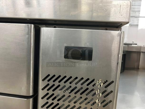 Pristine Blue Air BACB48M refrigerated chef base, two drawers, stainless steel, digital display, excellent condition.