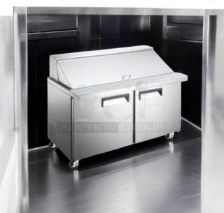 Atosa AST-48M refrigerated sandwich/salad prep table, stainless steel, two-door, fully tested, excellent condition.