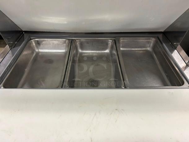 Atosa AST-48M prep table with three stainless steel pans. Excellent condition, fully tested, 115V.