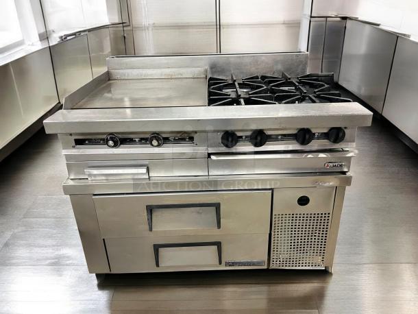 Jade Range JSRH-24G-2-36G gas range with 24" griddle, two open burners, and oven base. Excellent condition, fully tested.