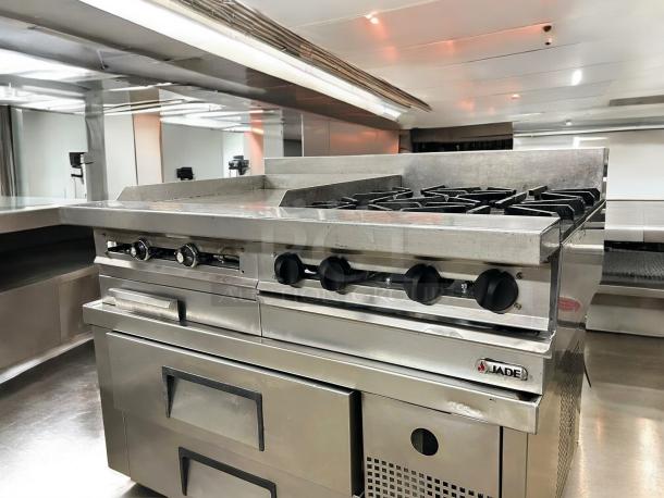 Jade Range JSRH-24G-2-36G gas range with 24" griddle, 2 burners, oven base. Excellent condition, natural gas, stainless steel.