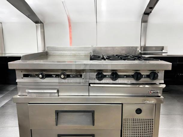 Jade Range JSRH-24G-2-36G gas range with 24" griddle, 2 burners, and oven base. Outstanding condition, natural gas, fully tested.