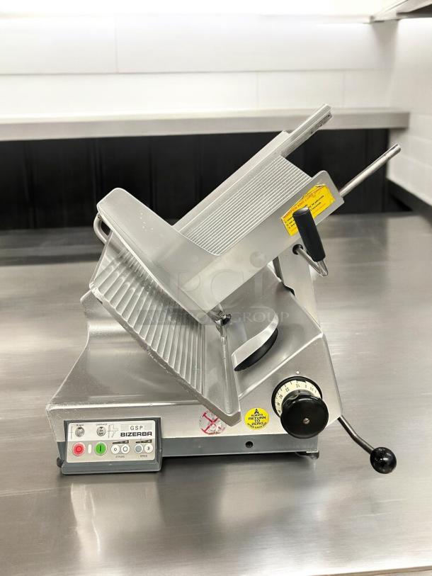 Immaculate Bizerba GSP HD Automatic Meat Slicer, 120V, tested, pristine condition, controls visible, German-made.