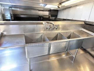 Allstrong S3B181 stainless steel 3-compartment sink with dual drainboards, NSF certified, excellent condition, fully tested.