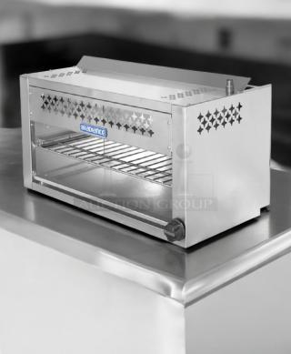Turbo Air Radiance TACM-24 gas cheesemelter, excellent condition, 20,000 BTU infrared burner, natural gas, fully tested.