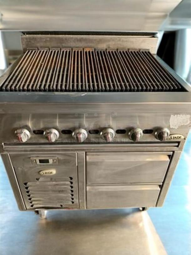 American Range ARRB-36 36" gas radiant charbroiler with cabinet base, outstanding condition, natural gas, fully tested.