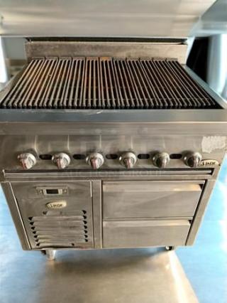 American Range ARRB-36 36" gas radiant charbroiler with cabinet base, outstanding condition, natural gas, fully tested.