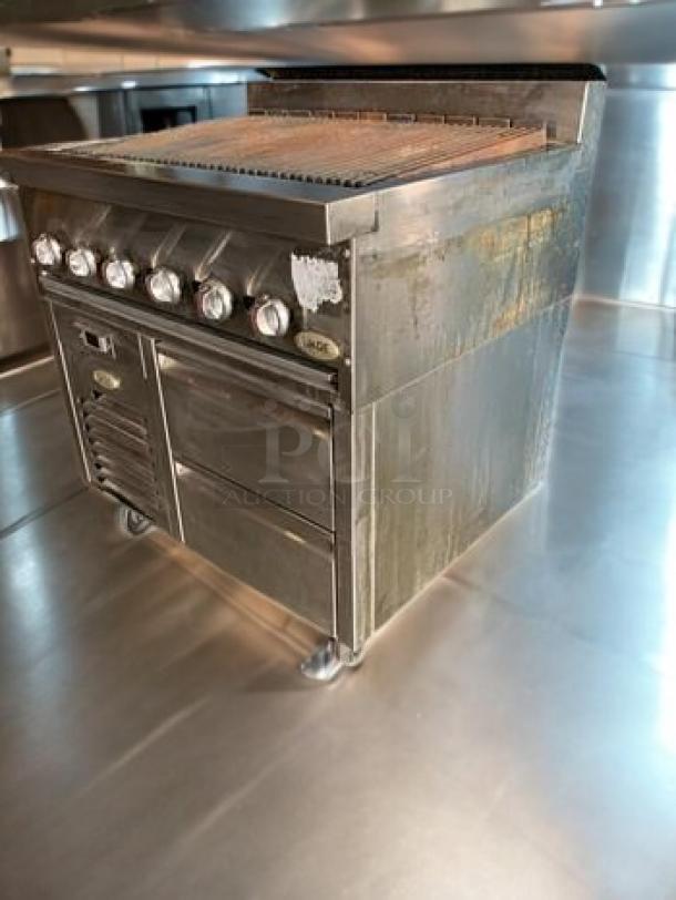 American Range ARRB-36 gas charbroiler, 36" with cabinet base, natural gas, excellent condition, fully tested and working.