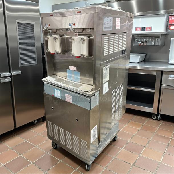 Taylor 321-27 dual flavor soft serve ice cream machine, air-cooled, stainless steel, fully tested, excellent condition, 408V 3PHASE.