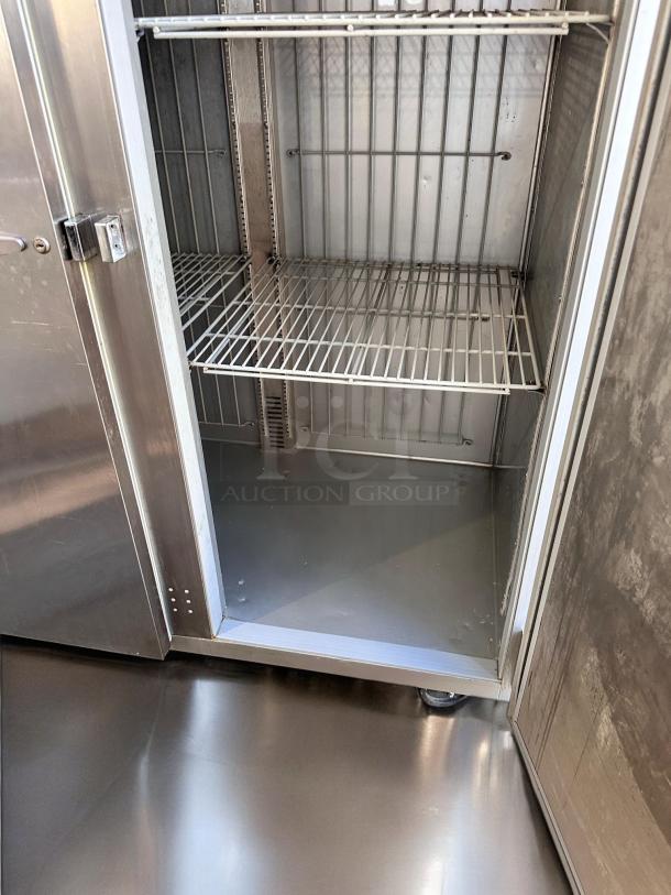 Beverage-Air HF2HC-1S two-section reach-in freezer, excellent condition, stainless steel, fully tested, 115V, Horizon Series.