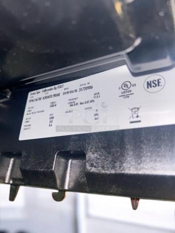 Necta Koro Espresso Machine label showing model KORO ES/LA, 120V, UL and NSF certifications, in outstanding condition.