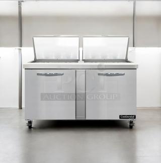 Continental Refrigeration dual-lid sandwich/salad prep table in superb condition, 115V, fully tested, model branding visible.