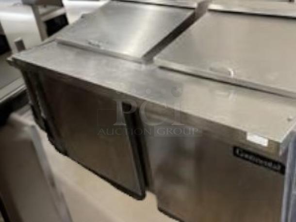 Continental Refrigerator sandwich/salad prep table, dual-lid, stainless steel, 115V, excellent condition, fully tested.