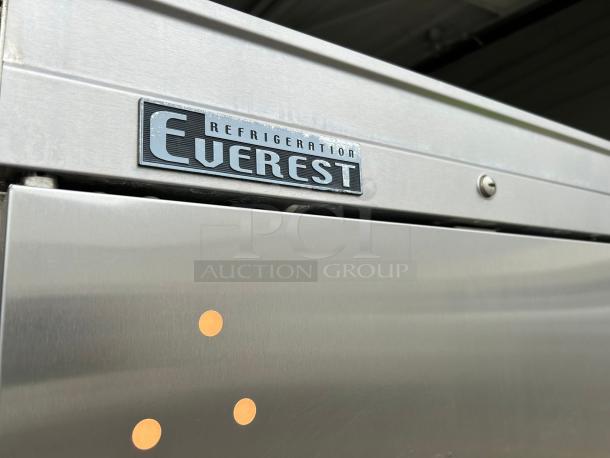 Everest EBR2D commercial refrigerator, stainless steel, two-door, Everest Refrigeration logo, outstanding condition.