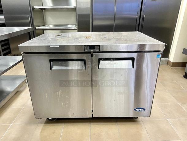 Atosa MGF8402GR 48″ undercounter refrigerator, stainless steel, tested and working, visible logo, used condition.