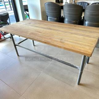 John Boos & Co. HNB17 wood top work table with galvanized base, 36"x96". Great condition. Ideal for kitchen or workspace.