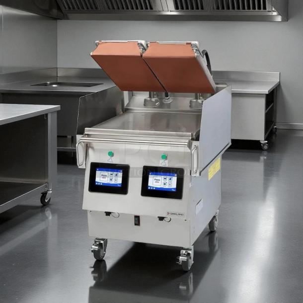 Garland XPG24 electric clamshell griddle, 24", 200-240V, 3 Phase, stainless steel, touchscreens, tested and working.